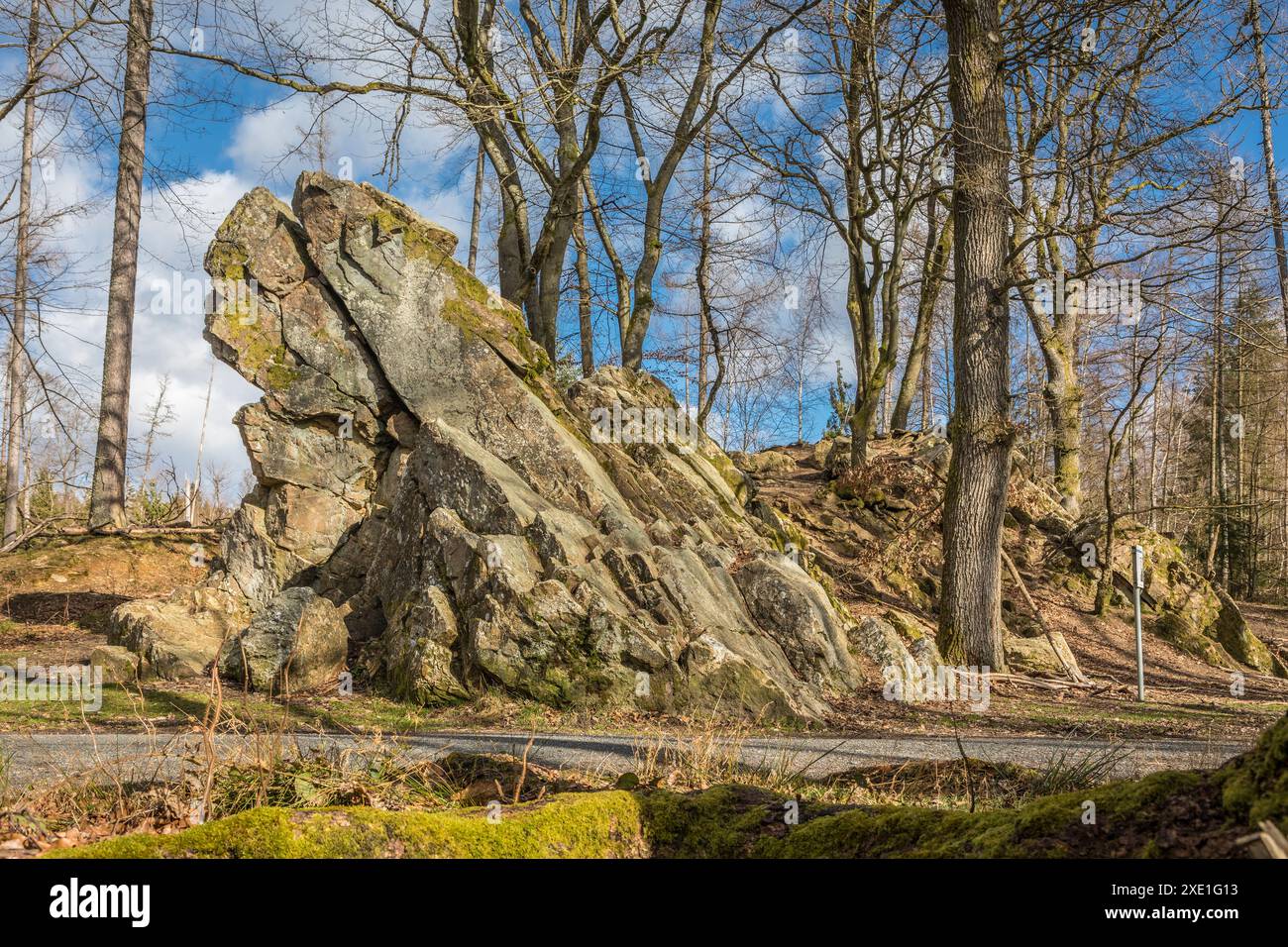 Geografia / viaggi, Germania, Assia, formazione rocciosa Elisabethenstein sul sentiero Elisabeth, ULTERIORI DIRITTI-CLEARANCE-INFO-NOT-AVAILABLE Foto Stock