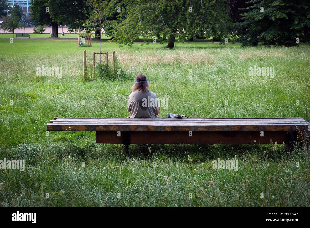 Londra, Regno Unito. 25 giugno 2024. Una persona riposa sotto l'ombra di un albero durante la giornata più calda di Londra finora. Le temperature raggiungono i 28,3C (82,9F). Laura Gaggero / Alamy Live News Foto Stock