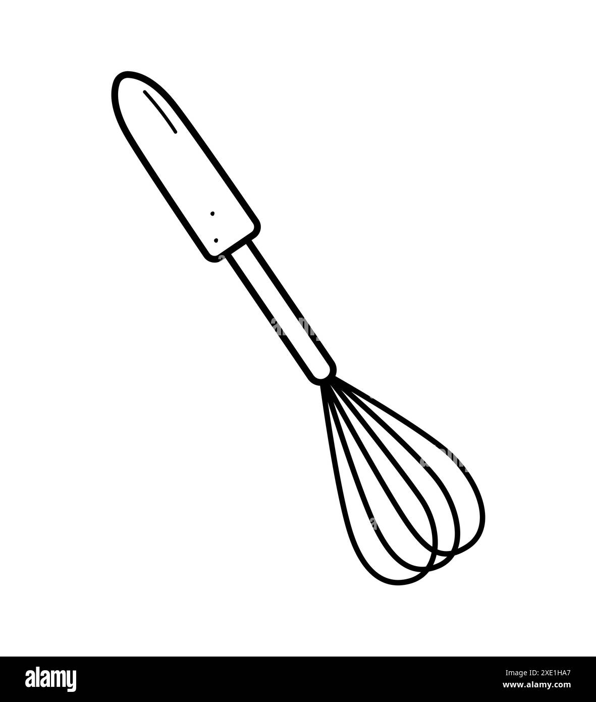 Icona vettoriale di una corolla, illustrazione degli utensili da cucina, una frusta per montare uova o panna. Foto Stock