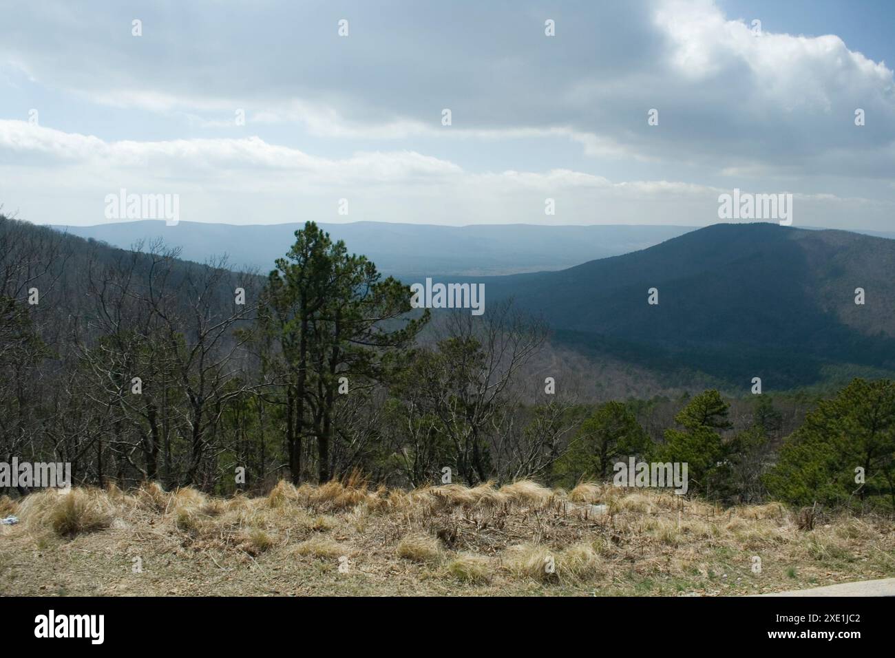 Le Ouachita Mountains in Oklahoma si vedono dalla Talimena Scenic Drive Foto Stock