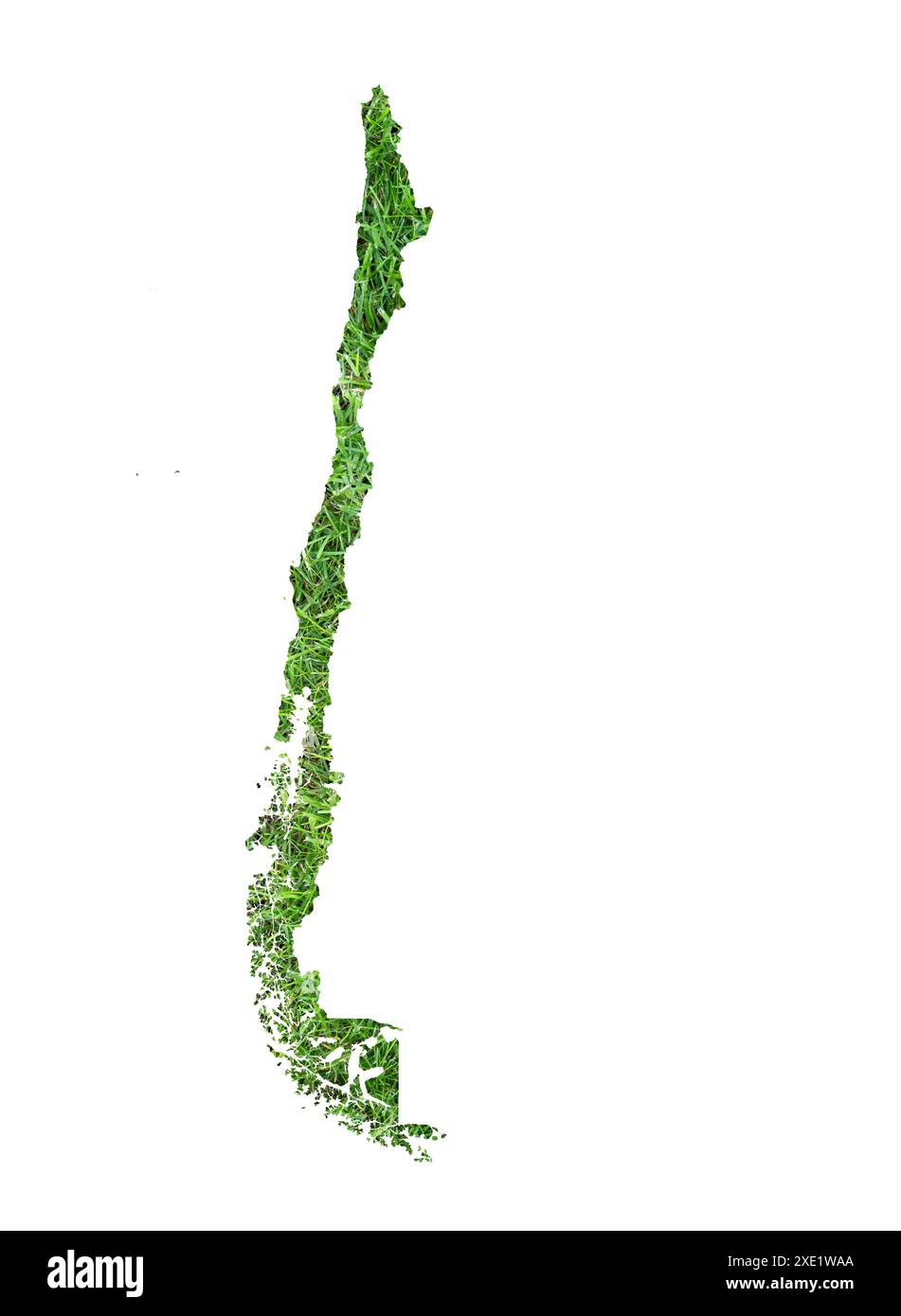 Mappa del Cile che mostra il paese come un campo da calcio in erba. Foto Stock