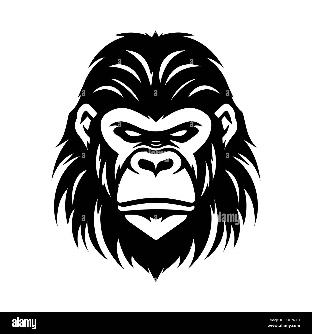 Icona Gorilla o simbolo di linea moderna. Grafica a linee vettoriali e design a icone con un contorno audace. Simbolo minimalista Pixel Perfect in bianco e nero isolato Illustrazione Vettoriale