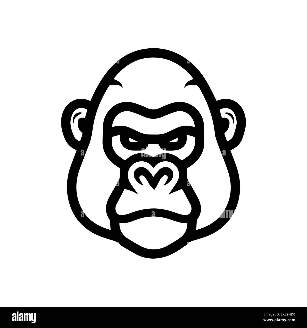 Icona Gorilla o simbolo di linea moderna. Grafica a linee vettoriali e design a icone con un contorno audace. Simbolo minimalista Pixel Perfect in bianco e nero isolato Illustrazione Vettoriale