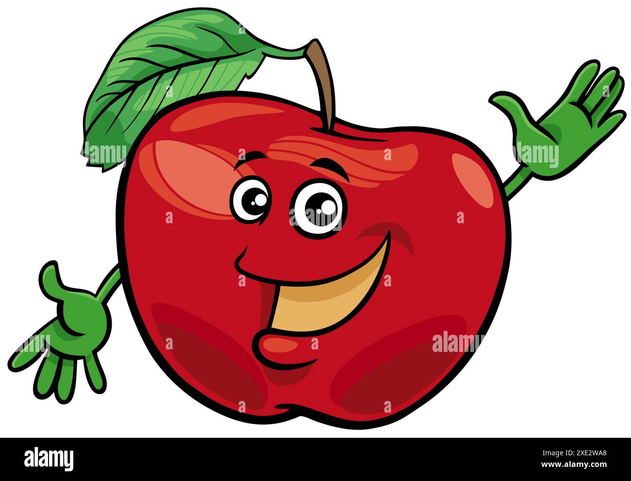 Felice personaggio fumettistico dei cartoni animati Apple Fruit Foto Stock