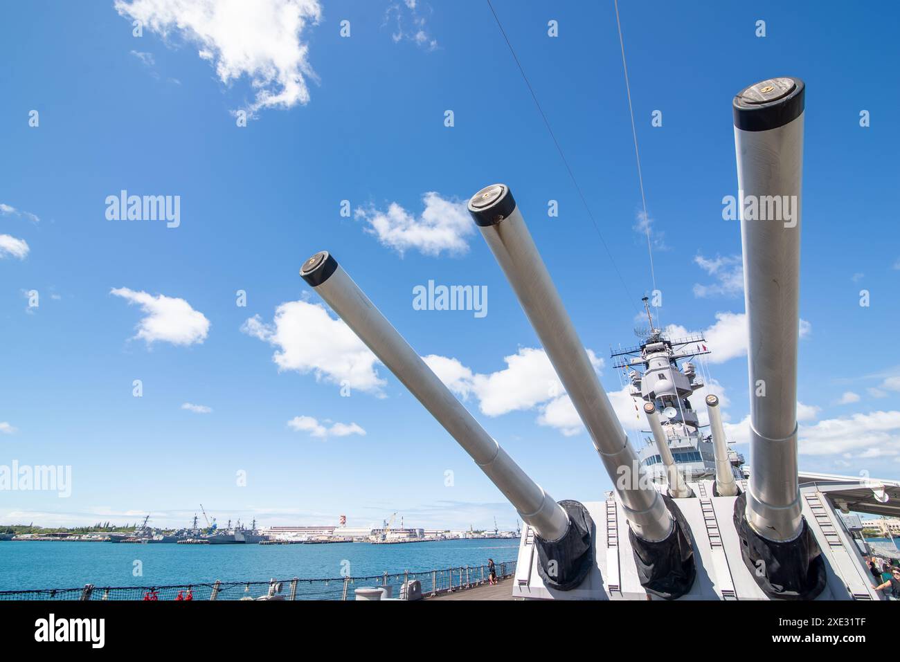 Scene di navi da battaglia del porto di Pearl a oahu hawaii Foto Stock