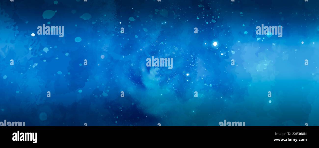 Illustrazione sfondo blu stellato con design vortice forma psichedelica Foto Stock