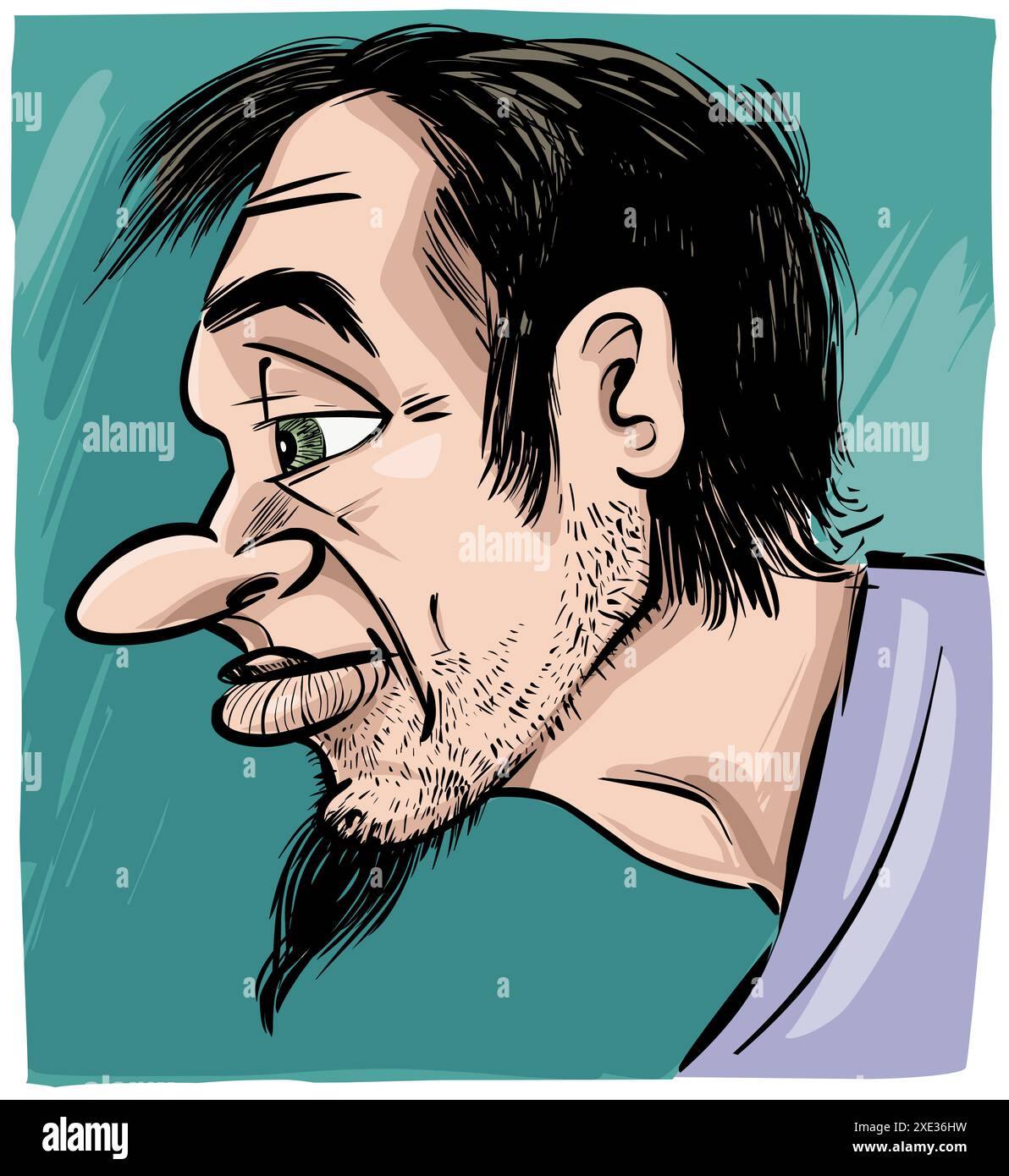 Profilo dell'uomo con illustrazione del disegno della barba Foto Stock