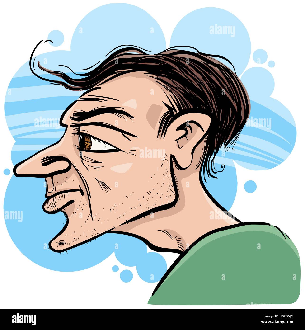 Illustrazione caricatura profilo uomo Foto Stock