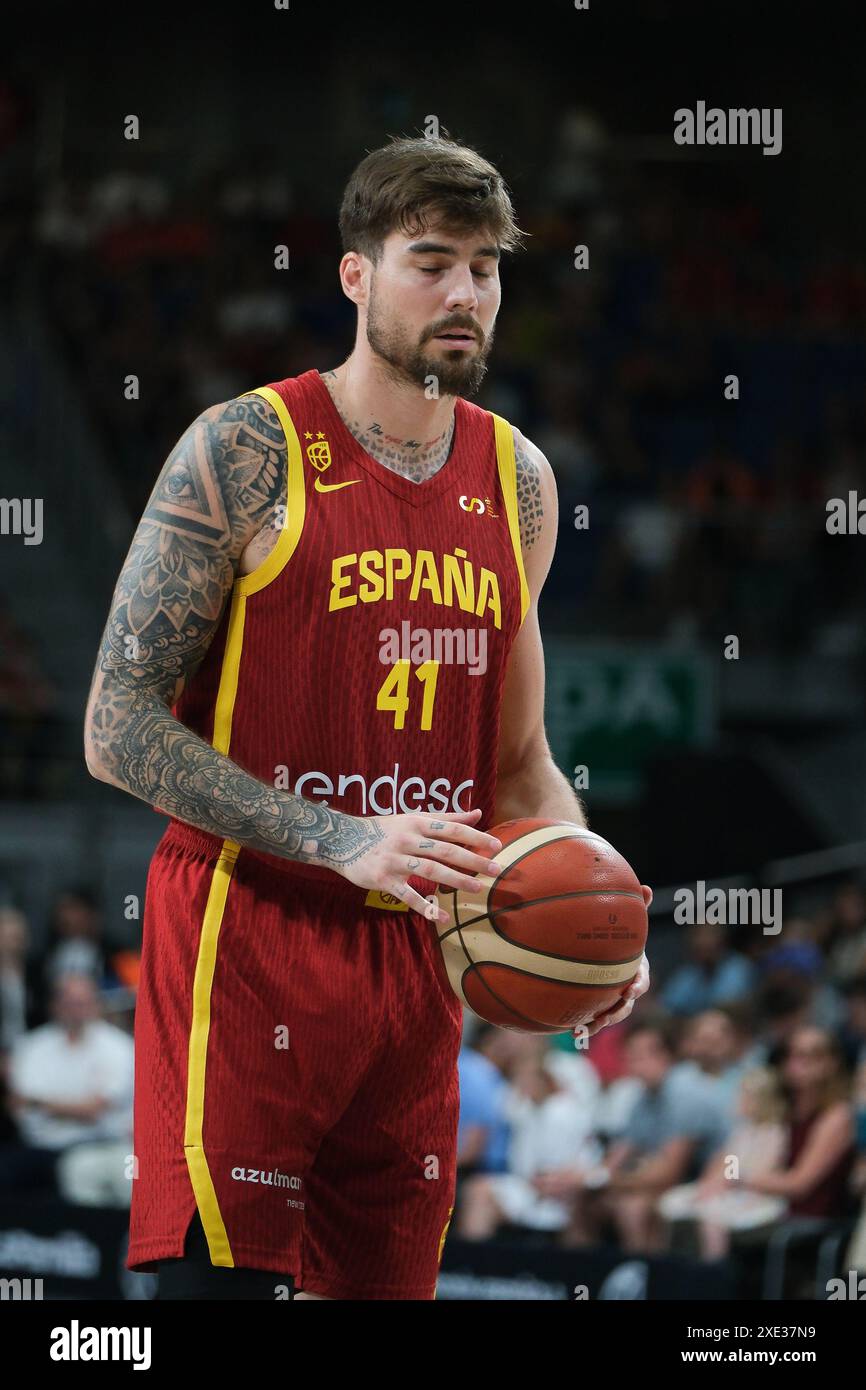 Madrid, Spagna. 25 giugno 2024. Juancho Hernangomez di Spagna durante la partita internazionale di basket giocata tra Spagna e Italia al padiglione Wizink Center il 25 giugno 2024 a Madrid Spagna (foto di Oscar Gonzalez/Sipa USA) crediti: SIPA USA/Alamy Live News Foto Stock