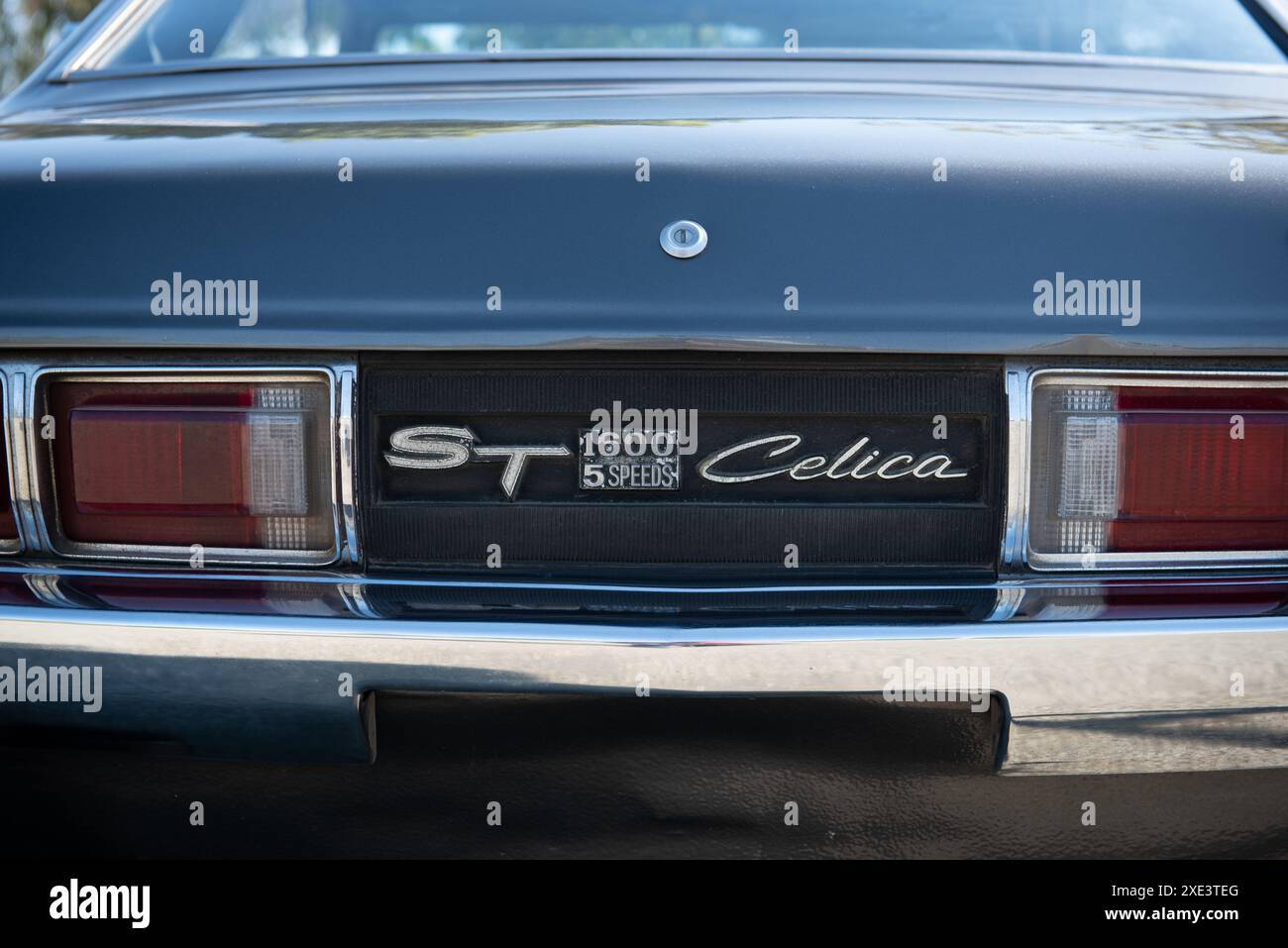 Vista posteriore dell'auto sportiva Toyota Celica da collezione Classic. Auto di lusso d'epoca Foto Stock