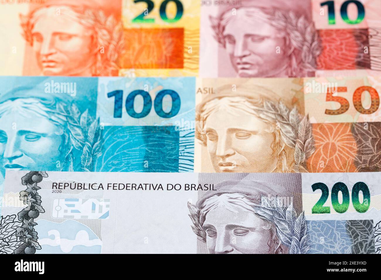 Il denaro brasiliano un background commerciale Foto Stock
