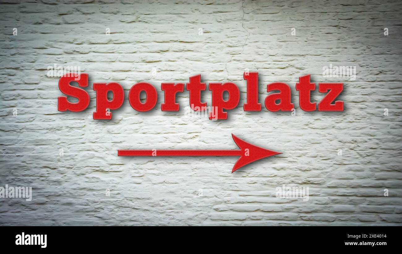 Segui le indicazioni per raggiungere direttamente il campo sportivo Foto Stock