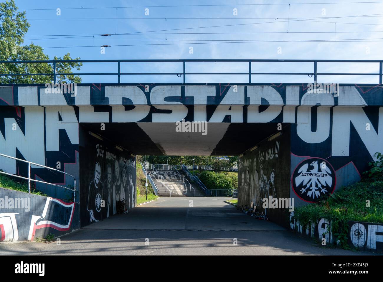 Graffittis al Waldstadion di Francoforte Foto Stock
