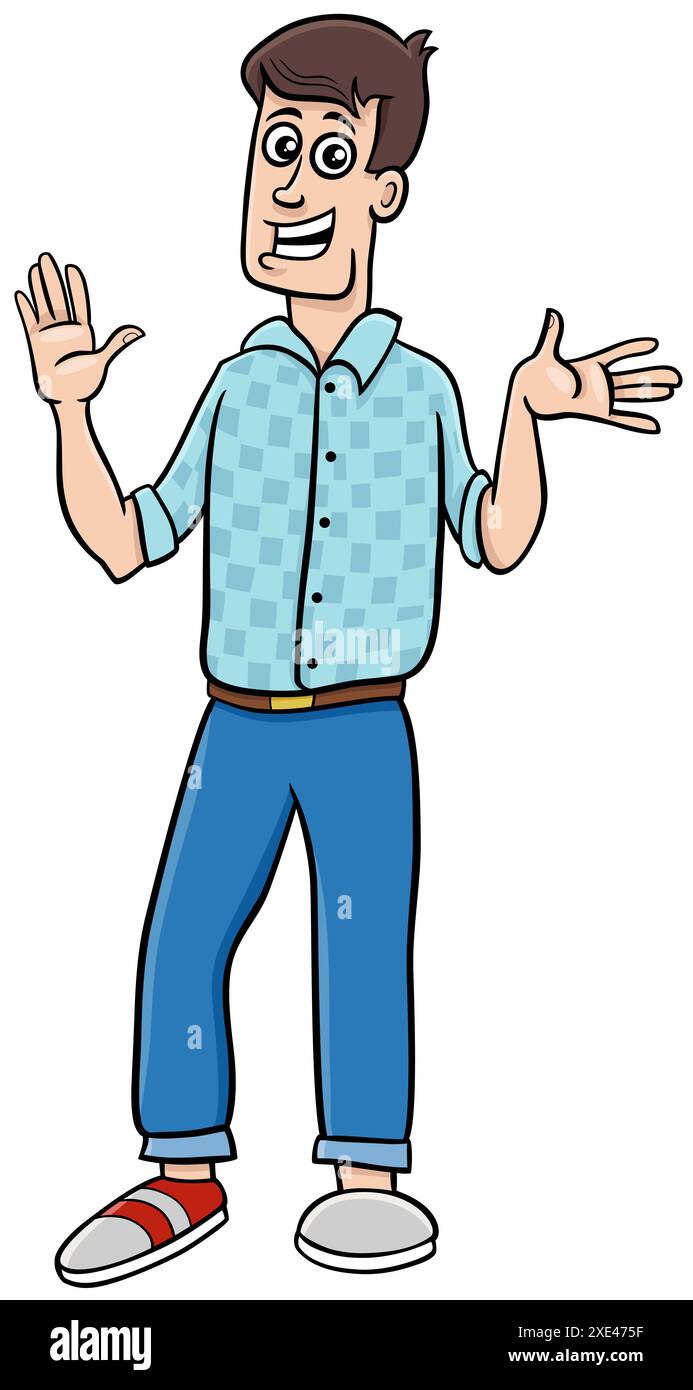 Divertente cartoni animati giovane uomo o ragazzo personaggio comico Foto Stock