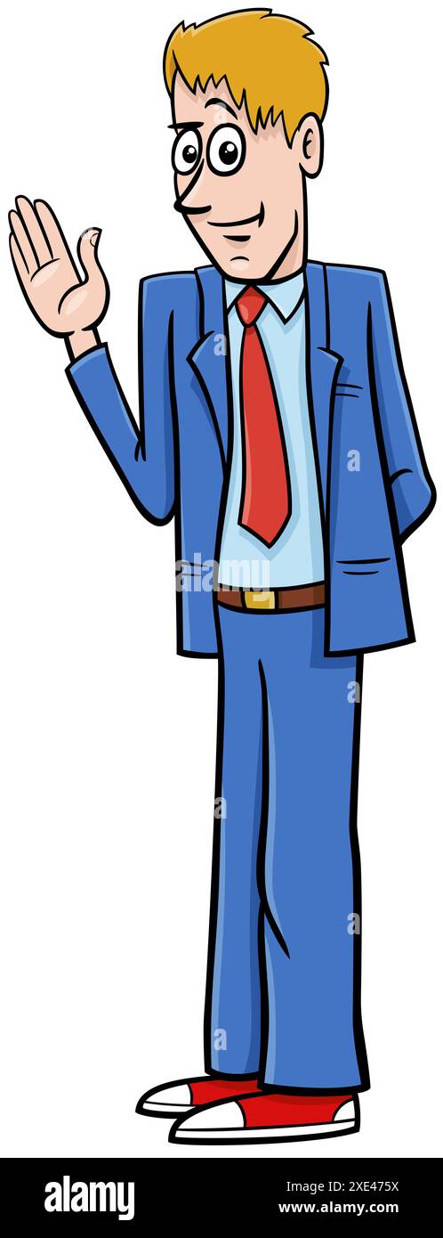 Cartoni animati giovane uomo personaggio comico in tuta Foto Stock