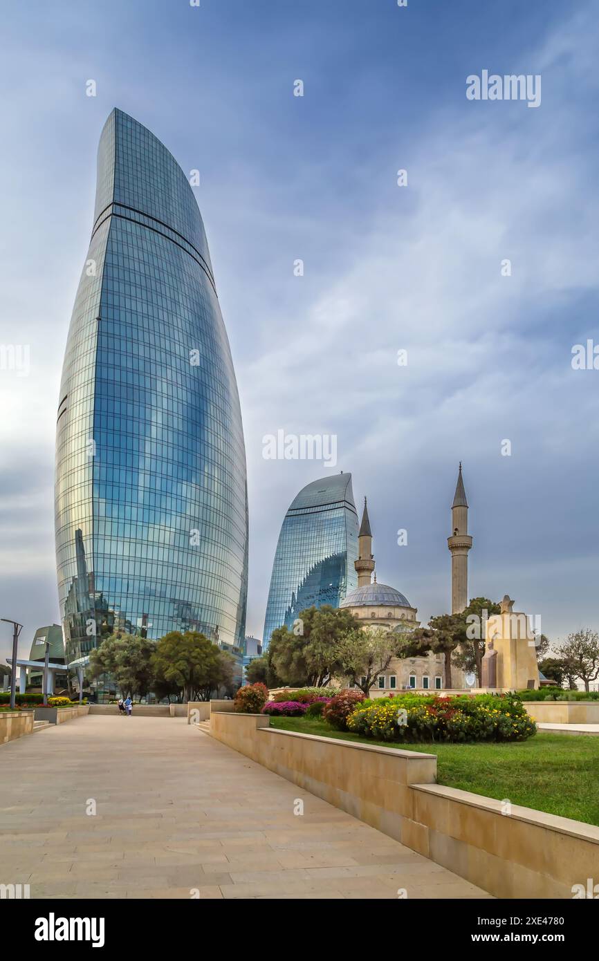 Torri a fiamma, Baku, Azerbaijan Foto Stock