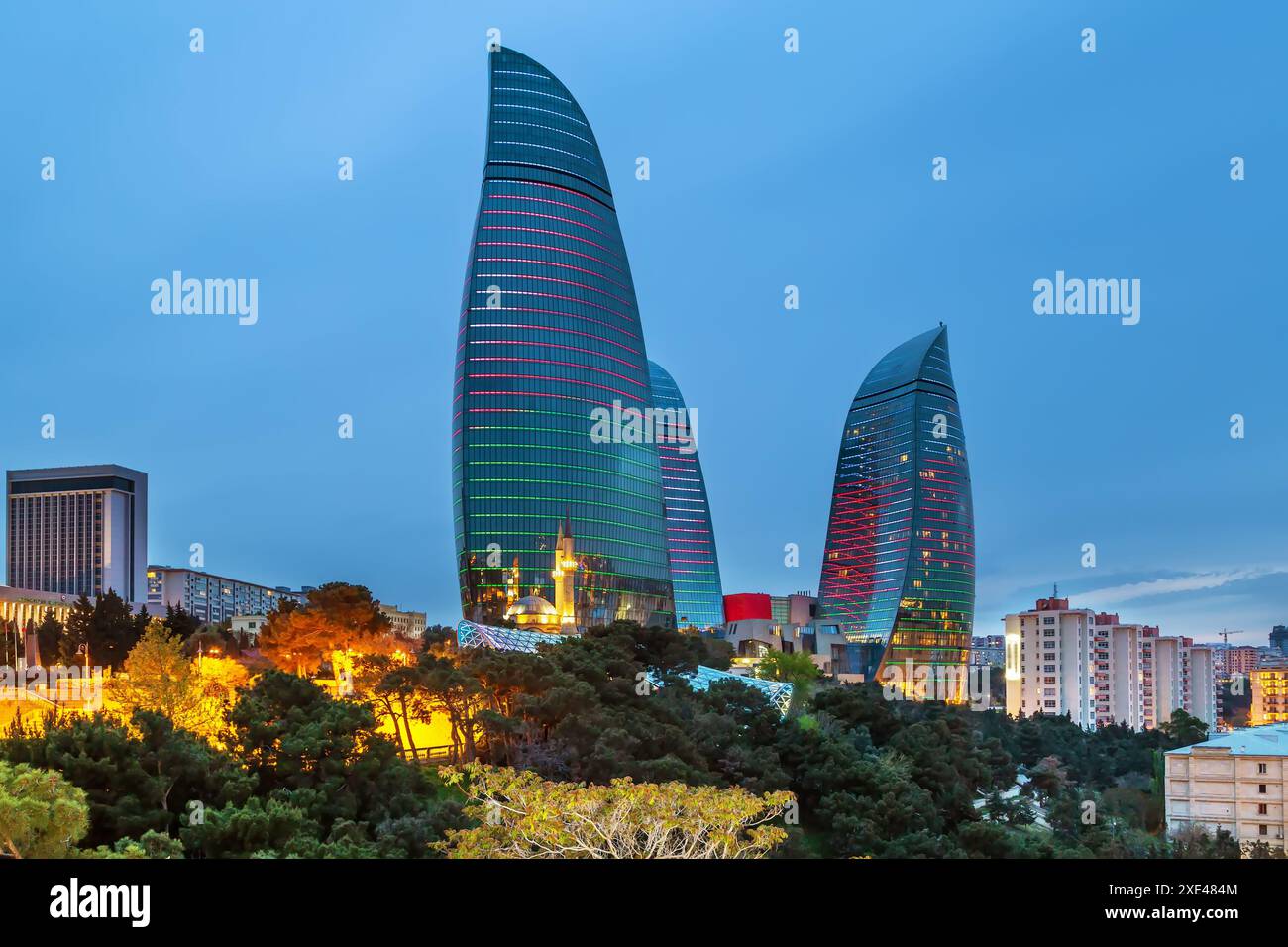 Torri a fiamma, Baku, Azerbaijan Foto Stock