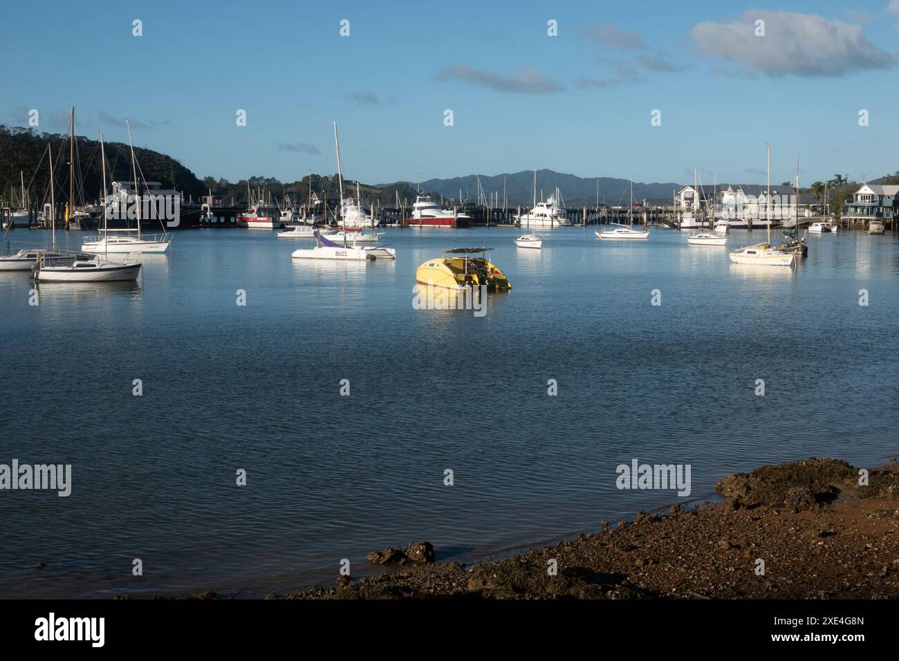 Vista panoramica di Opua, Bay of Islands, nuova Zelanda Foto Stock