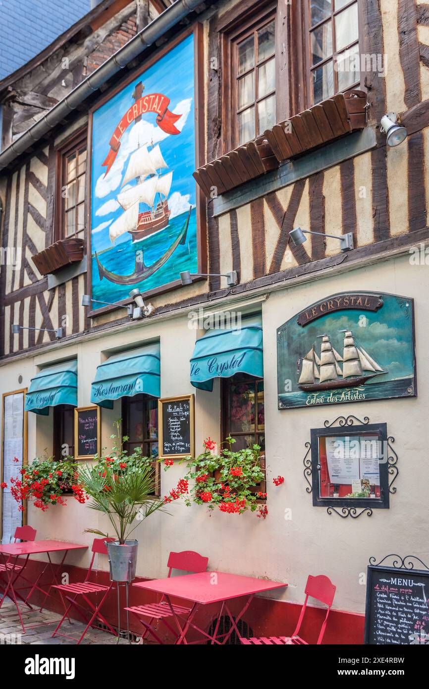 Geografia / viaggi, Francia, Normandia, ristorante nel centro storico di Honfleur, ULTERIORI DIRITTI-INFORMAZIONI-NON-DISPONIBILI Foto Stock