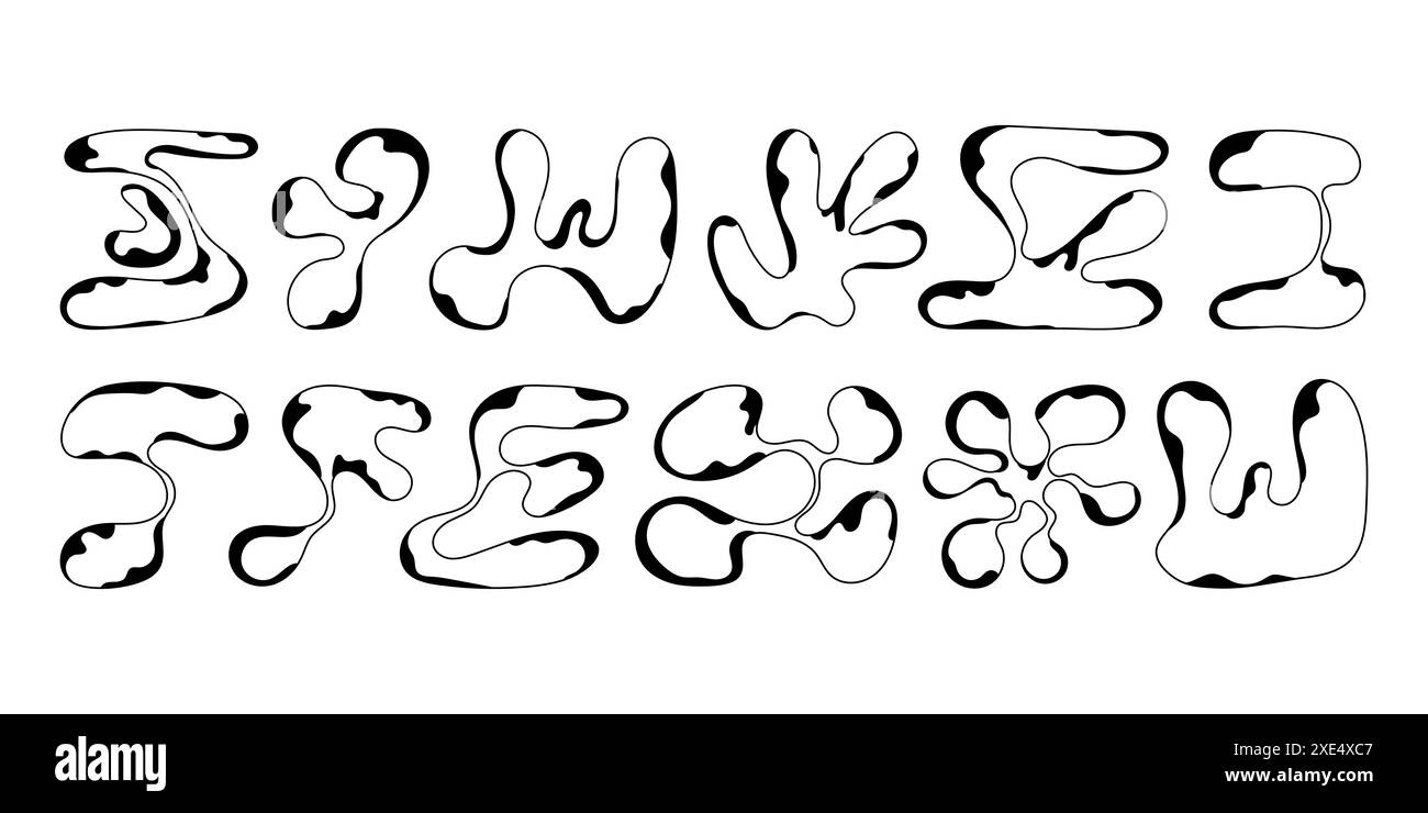 Set di forme di liquido rotonde astratte. Illustrazione Vettoriale