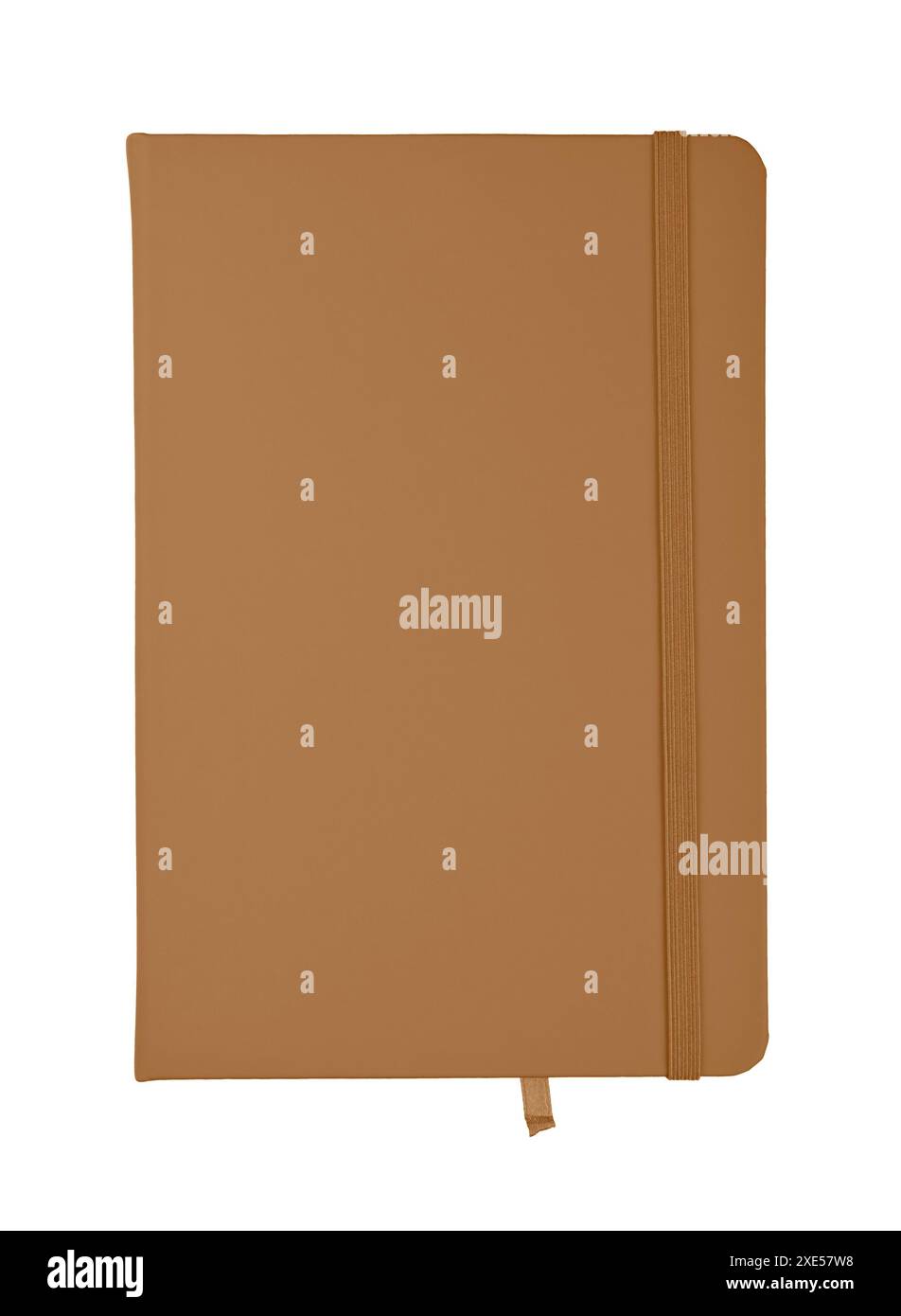 Notebook con copertina in pelle beige isolato su bianco Foto Stock