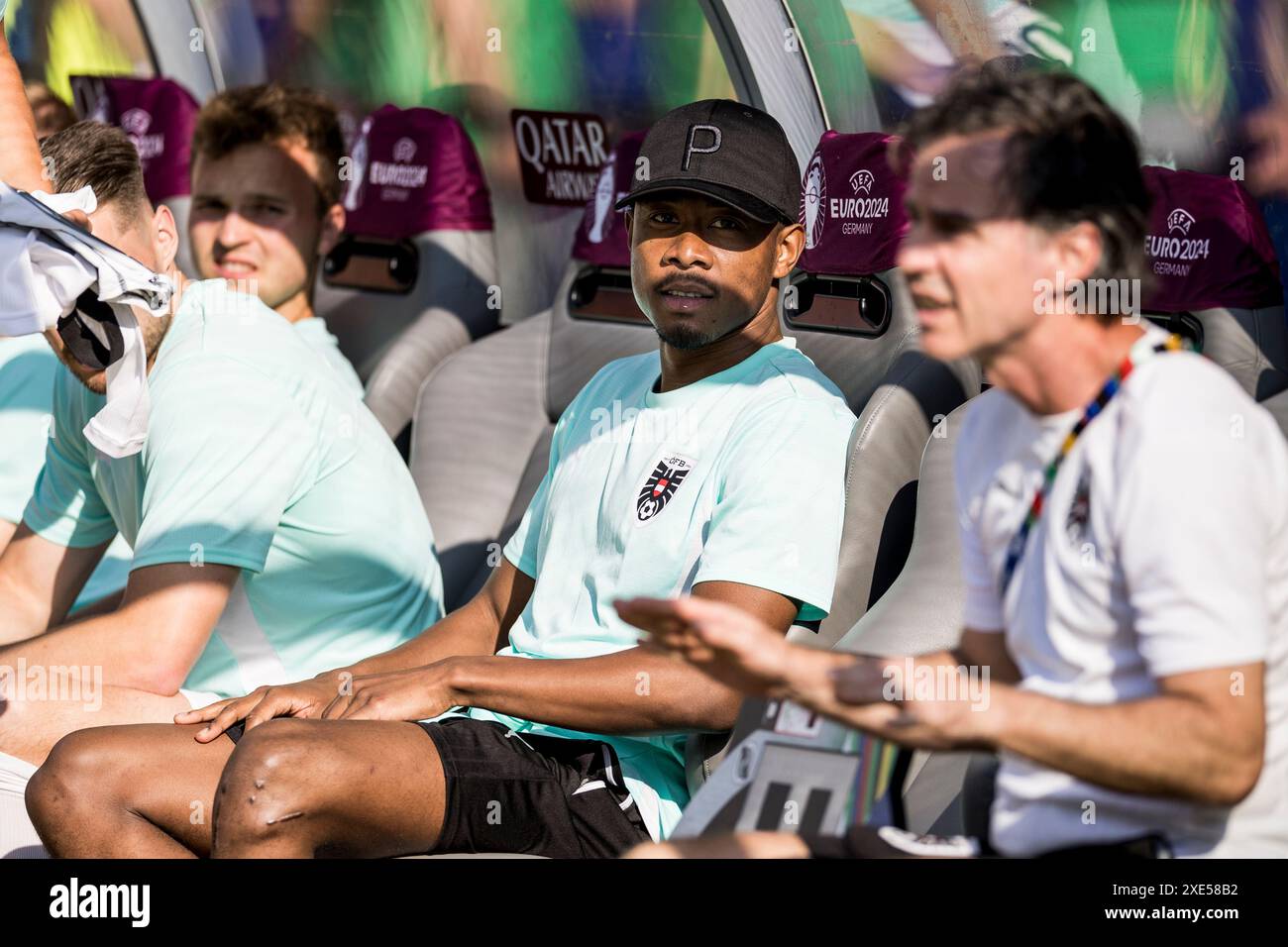 Berlino, Germania. 25 giugno 2024. David Alaba dell'Austria ha partecipato alla partita di UEFA Euro 2024 nel gruppo D tra Paesi Bassi e Austria all'Olympiastadion di Berlino. Credito: Gonzales Photo/Alamy Live News Foto Stock