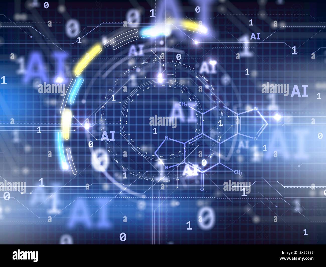 Spazio di analisi che circonda l'intelligenza artificiale Foto Stock