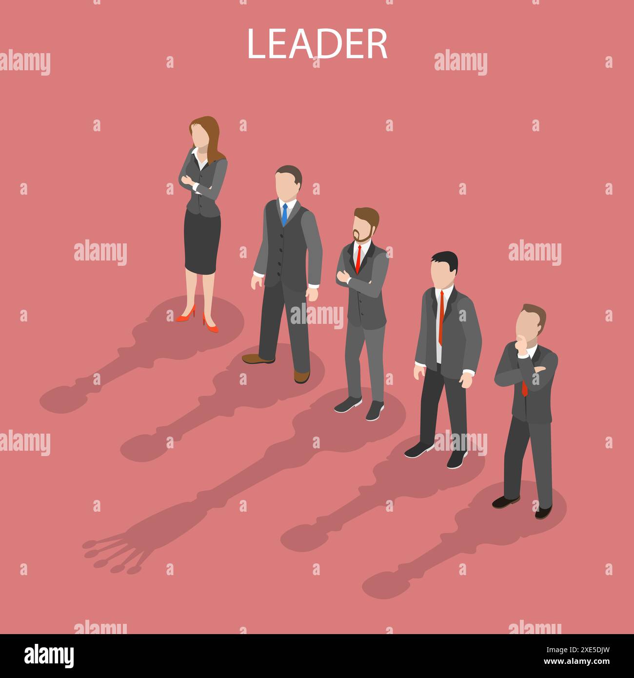 Illustrazione concettuale del vettore piatto isometrico del team leader. Foto Stock
