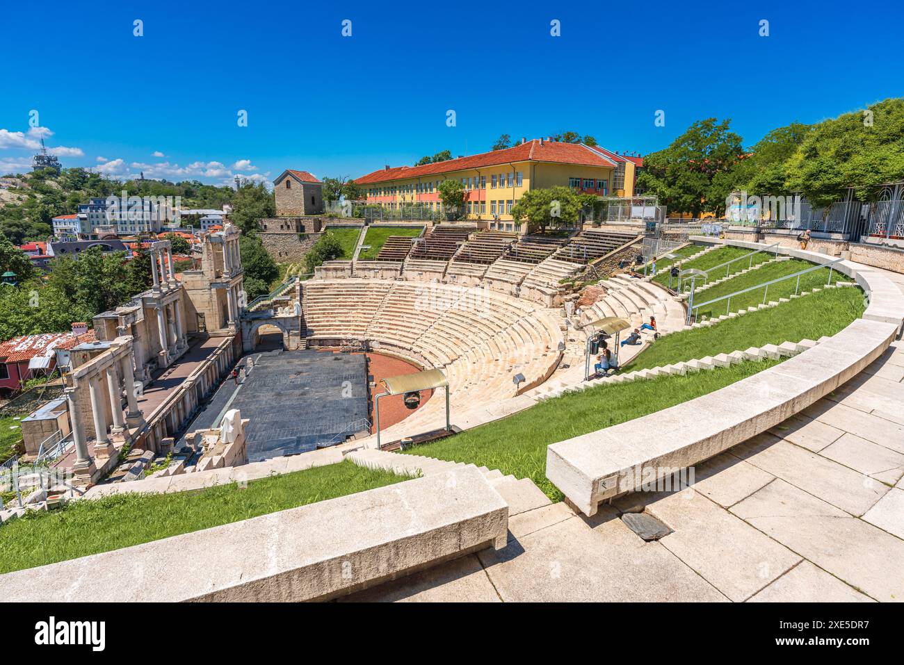 Plvdiv, Bulgaria, 24 maggio 2024. Antico Teatro di Filippopoli, un punto di riferimento storico Foto Stock