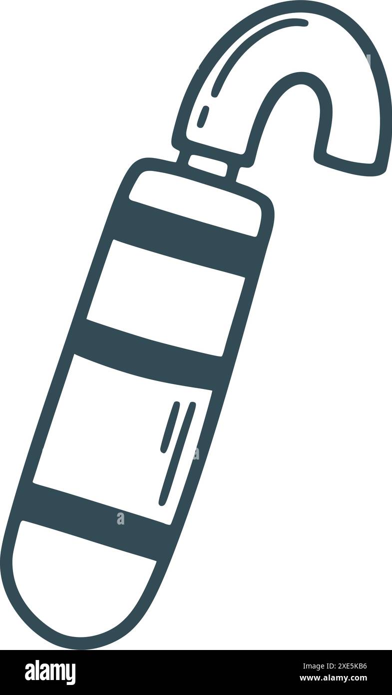 Ombrello chiuso, stile compatto a doodle. Ombrello da uomo disegnato a mano a inchiostro, grafica vettoriale. Clip art accessorio pioggia Illustrazione Vettoriale