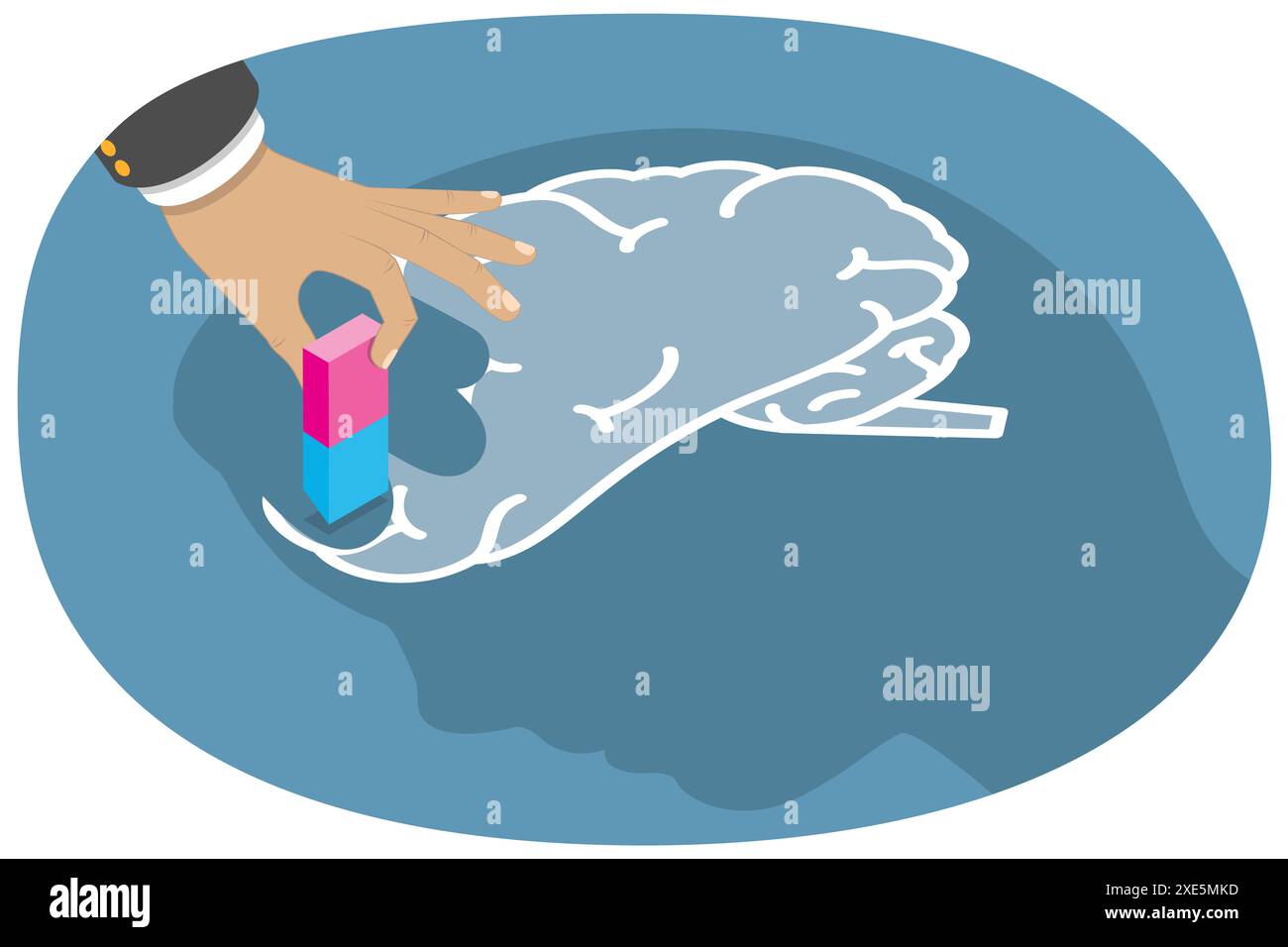 Illustrazione concettuale piatta isometrica 3D di disturbo cerebrale, perdita di memoria illustrazione concettuale piatta isometrica 3D di Brain di Foto Stock