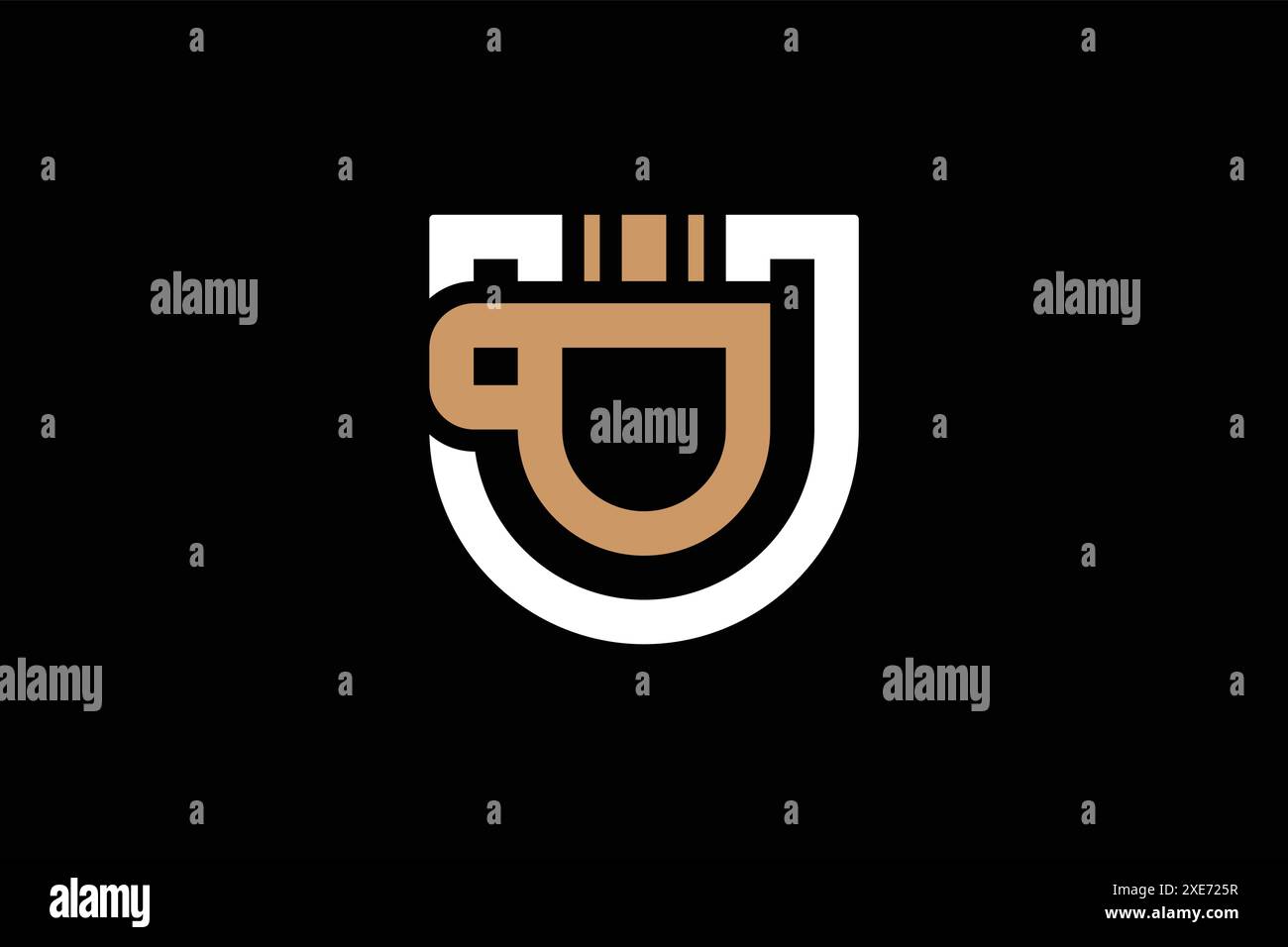 Logo creativo della tazza per bevande calde con design Letter U. Illustrazione Vettoriale