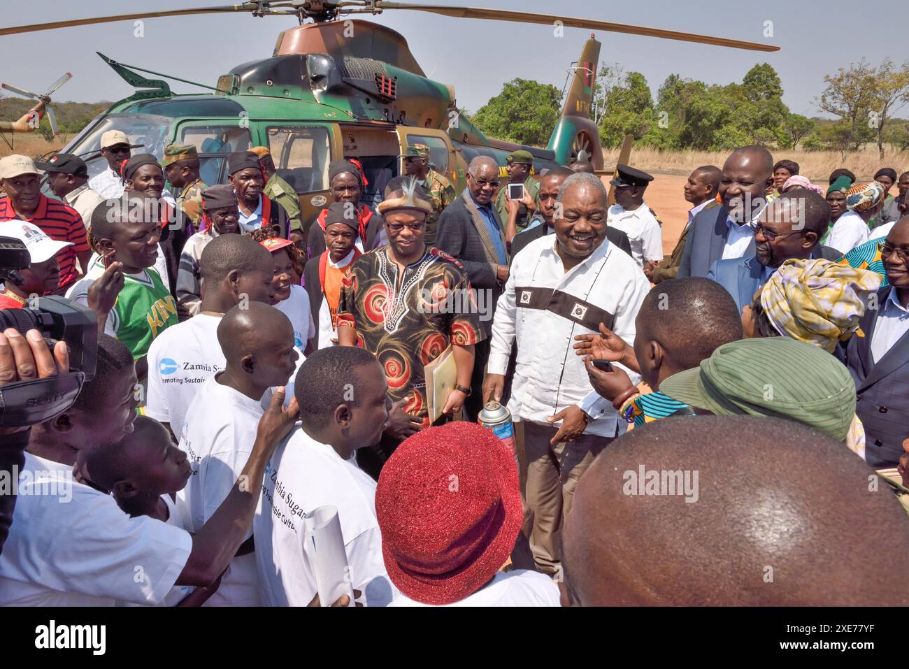 Il Presidente banda arriva alla cerimonia di Pa ng'wena, Kasama, Zambia, Africa Foto Stock