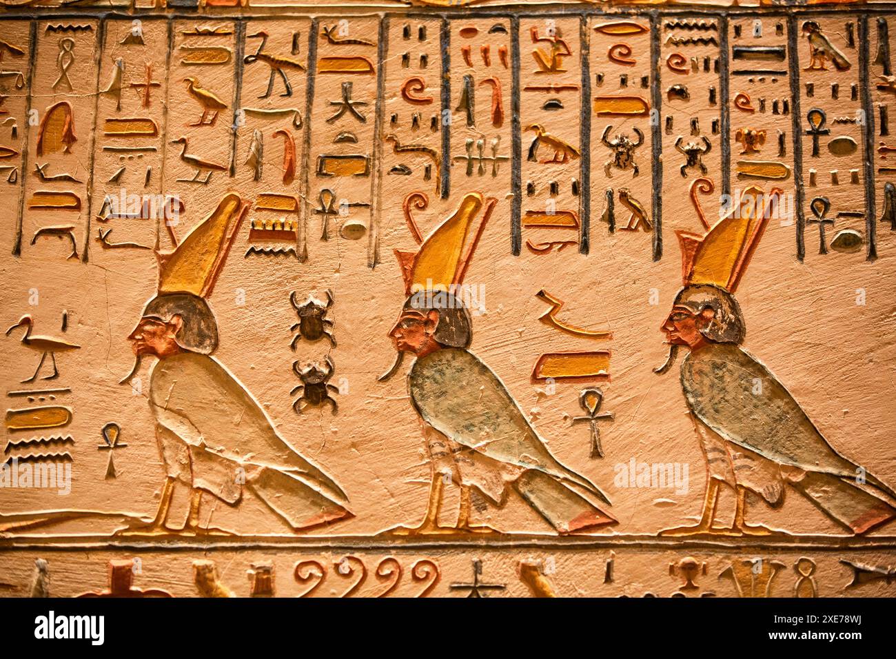 Rilievi, Tomba dei Ramses V e vi, KV9, Valle dei Re, Antica Tebe, sito Patrimonio dell'Umanità dell'UNESCO, Luxor, Egitto, Nord Africa, Africa Foto Stock