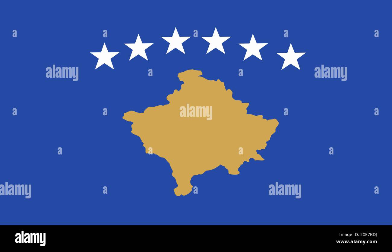 Bandiera del Kosovo. Bandiera del nuovo paese europeo Repubblica del Kosovo. Illustrazione del simbolo nazionale di Foto Stock