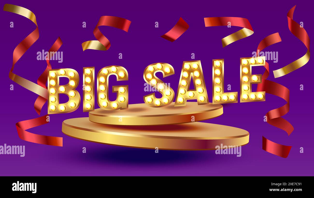 Offerta speciale, opuscolo sconto, grande offerta, serata Las Vegas. Vettore Illustrazione Vettoriale