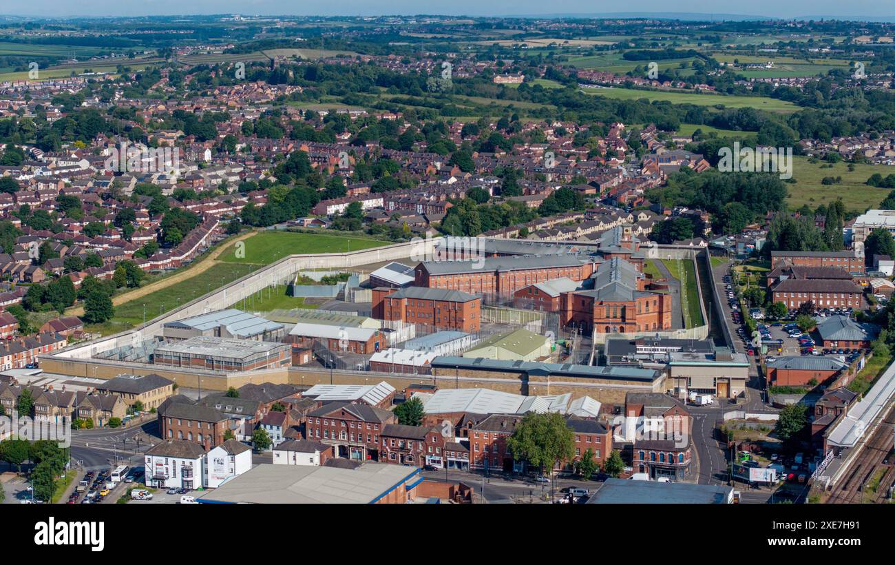 Wakefield Prison veduta aerea del complesso carcerario di Wakefield, West Yorkshire Foto Stock
