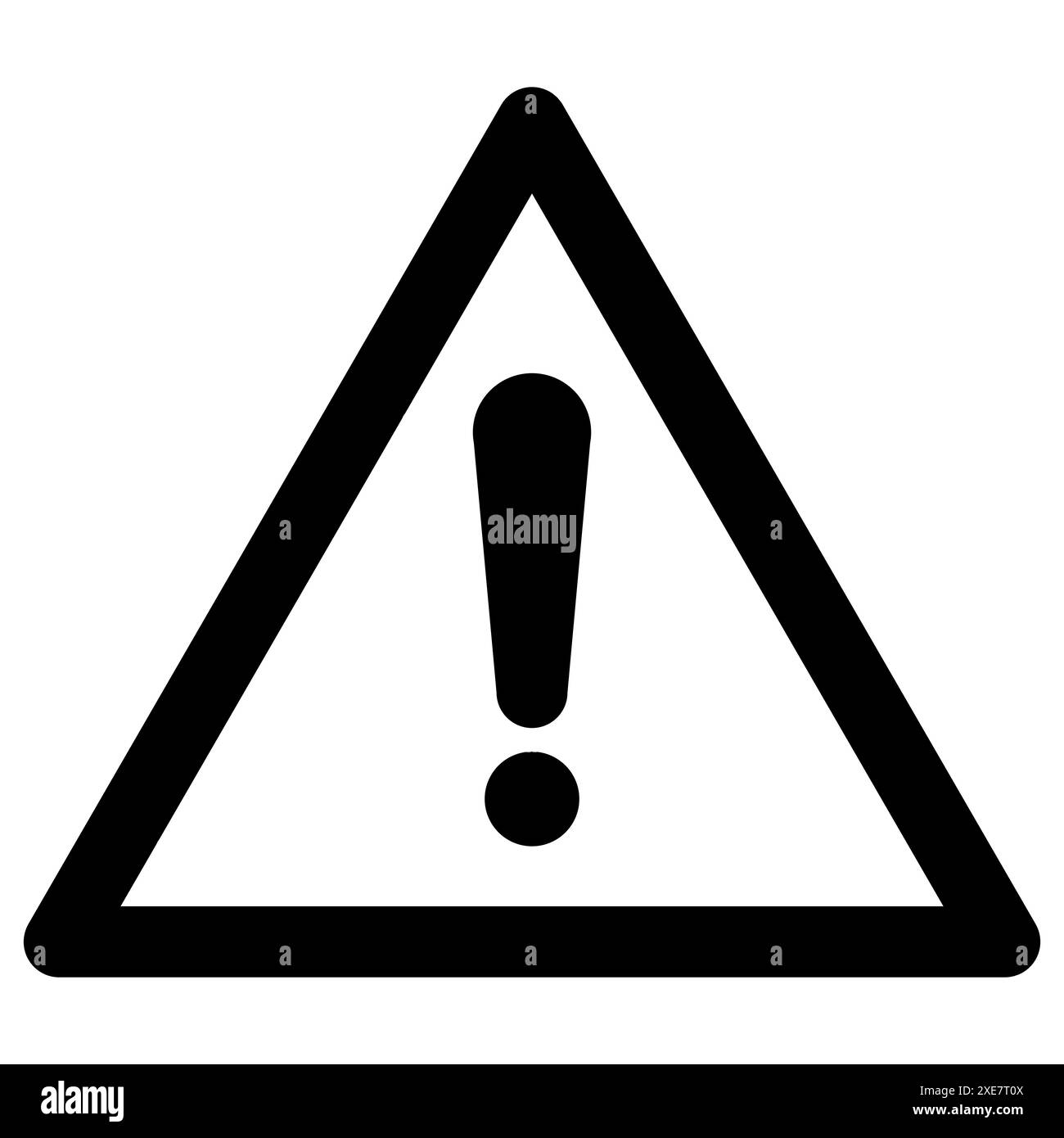 Altro segnale di pericolo davanti, punto esclamativo nel simbolo del triangolo, illustrazione in bianco e nero isolata su bianco Illustrazione Vettoriale