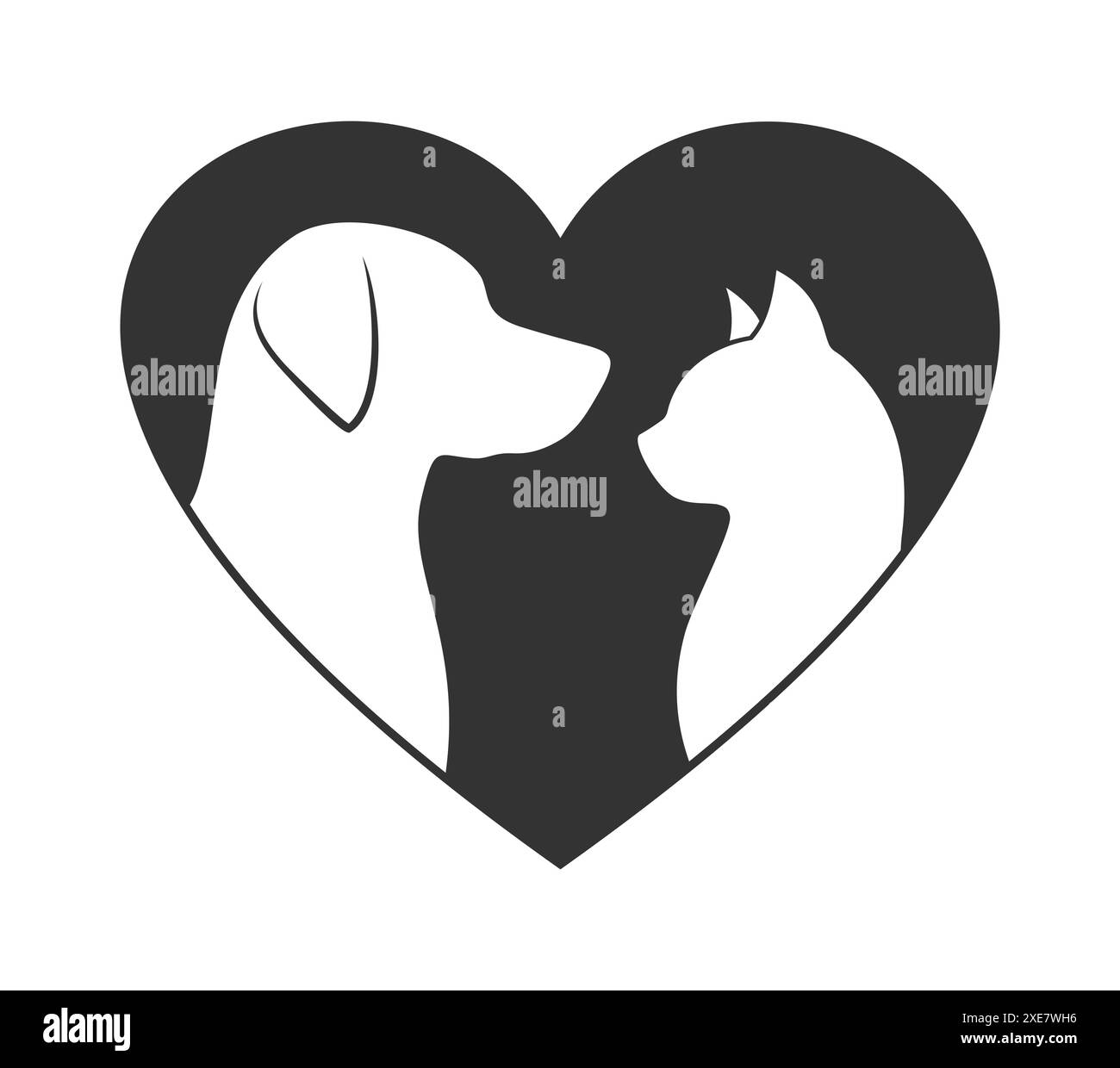 Sagome laterali di un gatto e di un cane all'interno di un cuore nero, isolate su uno sfondo bianco. Illustrazione vettoriale Illustrazione Vettoriale Sagome laterali di un gatto e di un cane all'interno di un cuore nero, isolate su uno sfondo bianco. Illustrazione vettoriale Illustrazione Vettoriale
