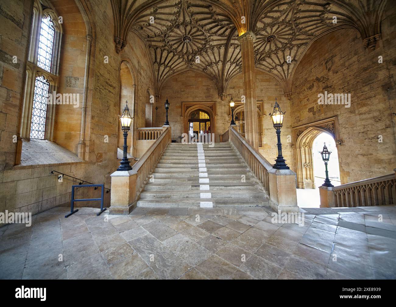 La scala a volta nella Bodley Tower. Cristo Chiesa. Università di Oxford. Inghilterra Foto Stock