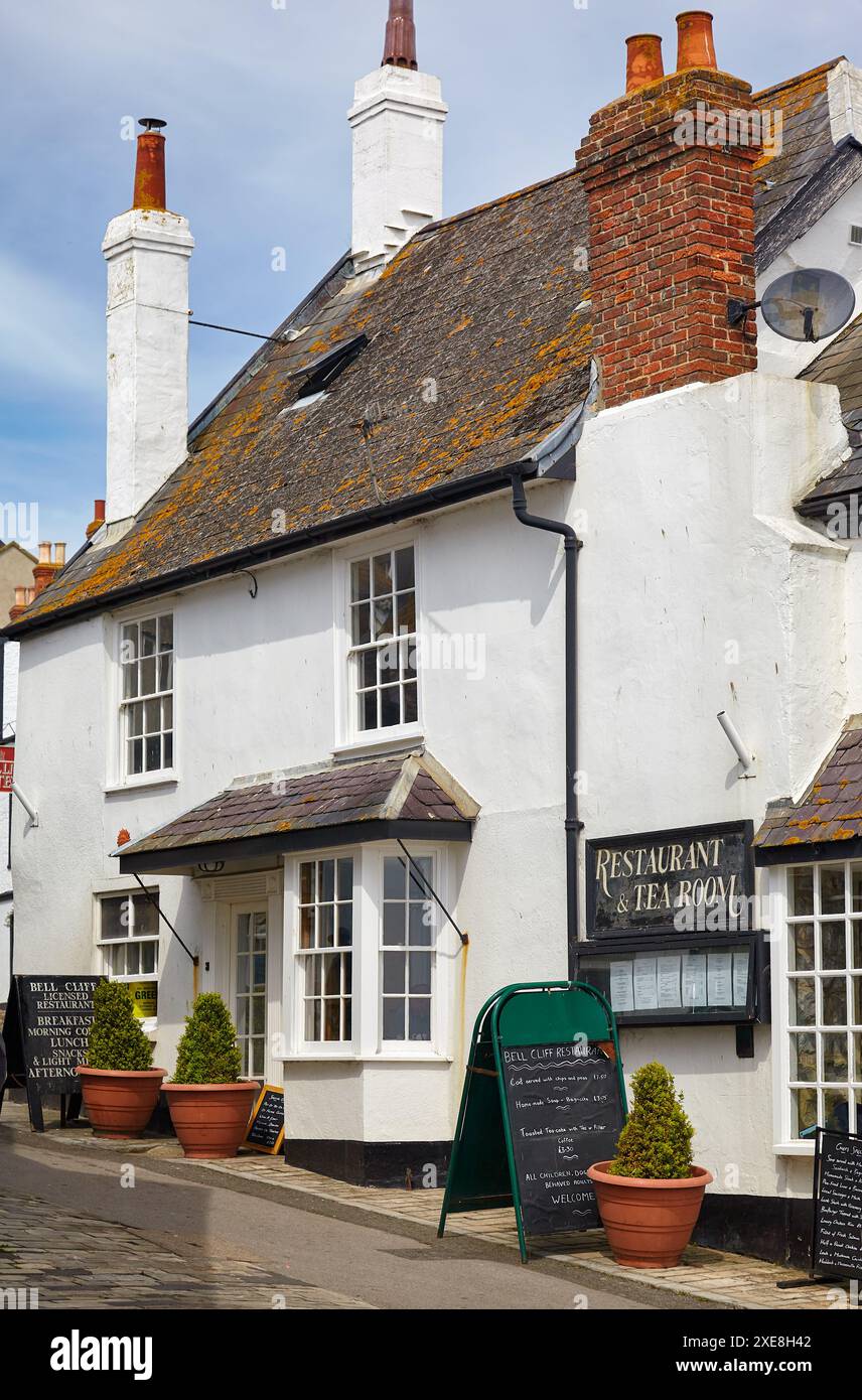 La piccola strada della città costiera di Lyme Regis. West Dorset. Inghilterra Foto Stock