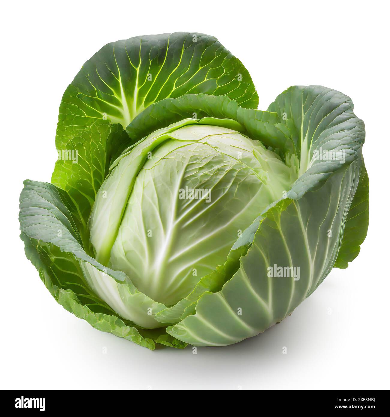 Cavolo isolato su sfondo bianco. Tracciato di ritaglio. Profondità di campo completa. Foto Stock