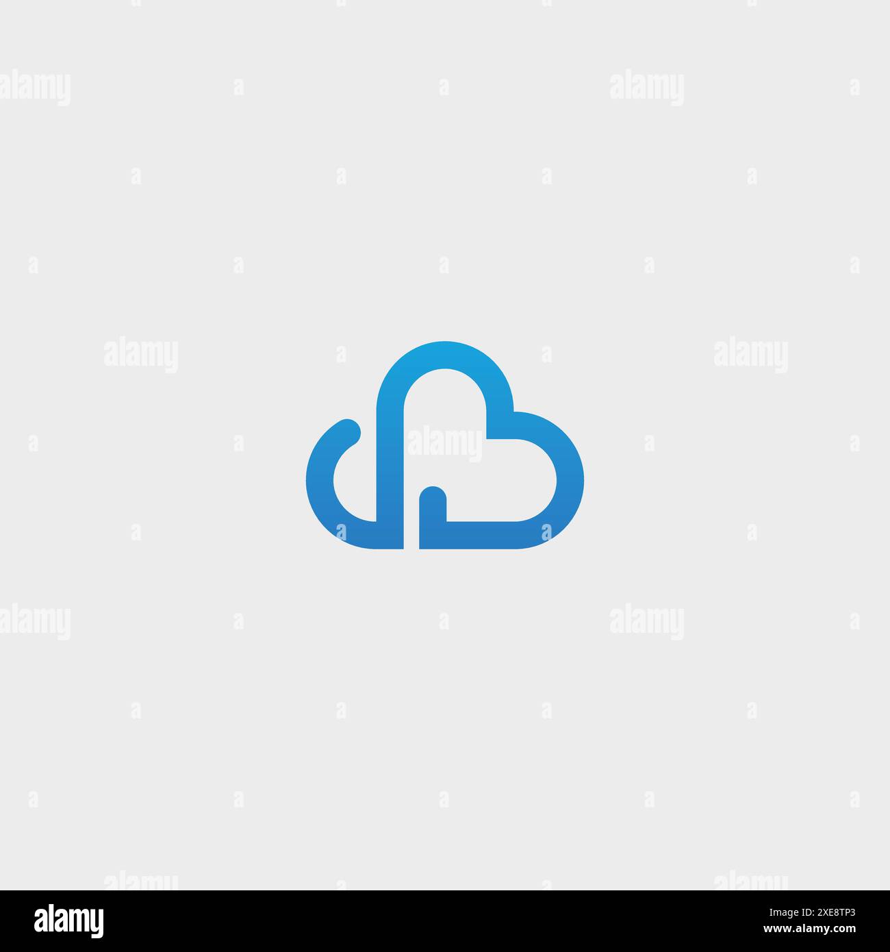 Modello logo Cloud Love Design Vector. Forma a nuvola con l'icona dell'amore Illustrazione Vettoriale