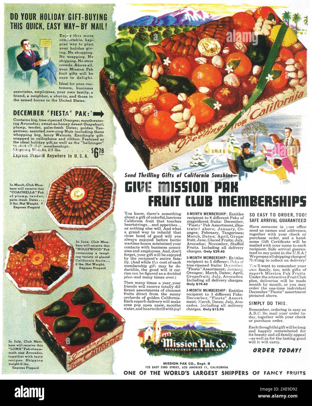 1945 Mission Pak Fancy Fruits Los Angeles, California Foto Stock