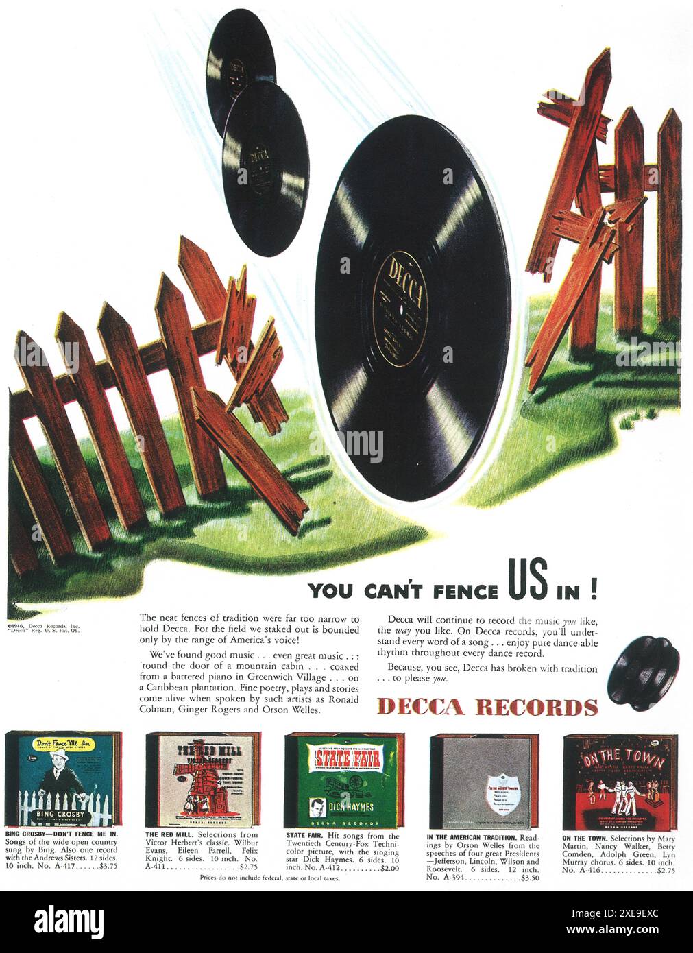 1946 Decca Records annuncio, You CAN't fence US in! Foto Stock 1946 Decca Records annuncio, You CAN't fence US in! Foto Stock