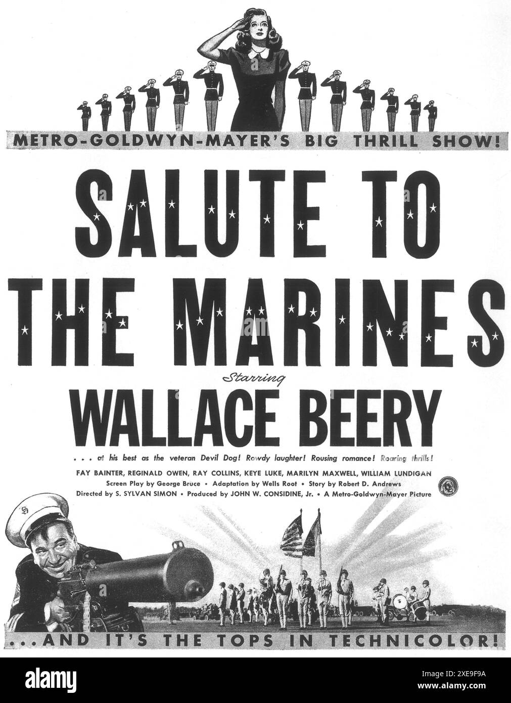 1943 salute to the Marines poster del film, regista: S. Sylvan Simon, con Wallace Beery Foto Stock