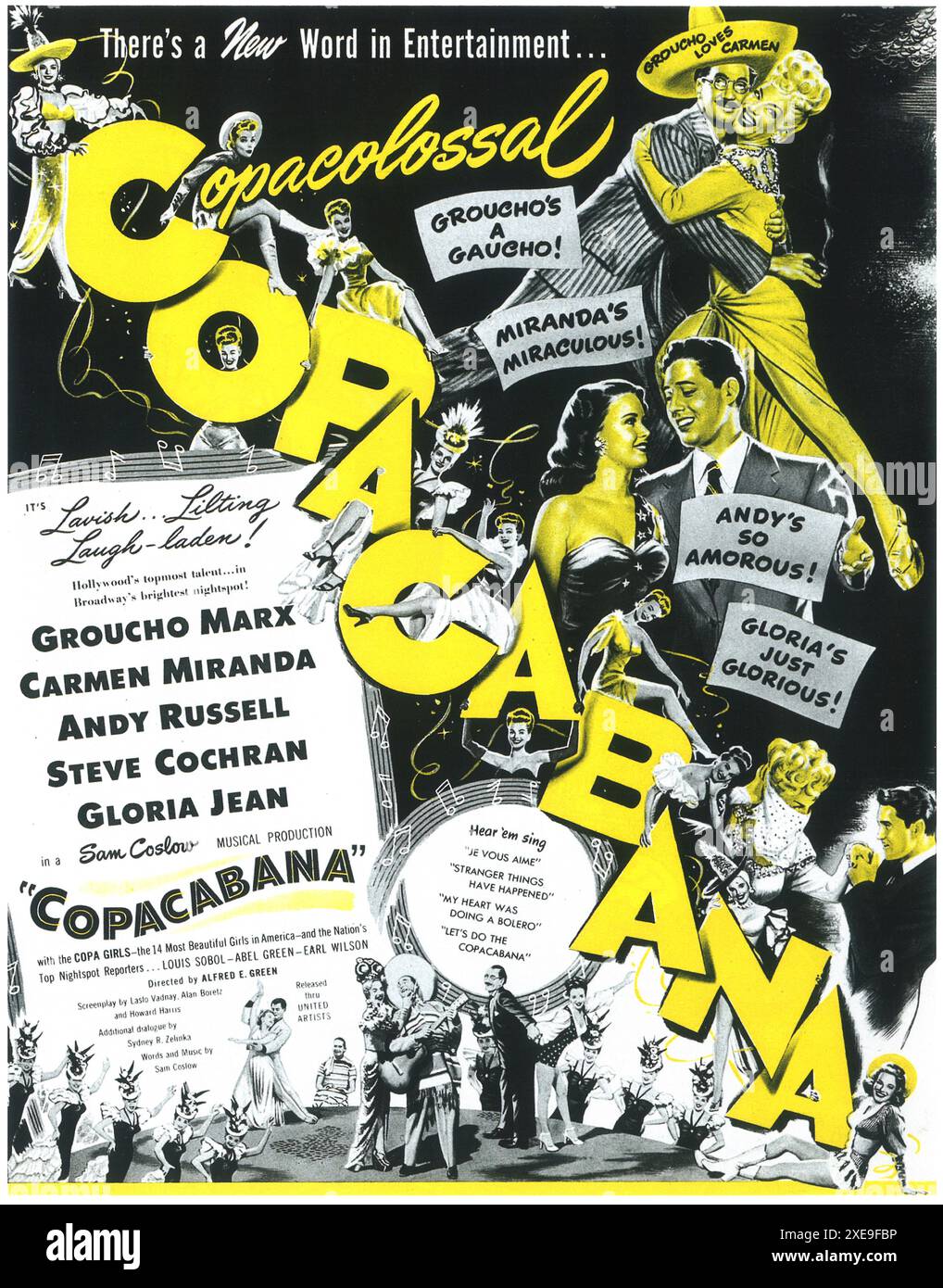 POSTER DEL FILM COPACABANA 1947. Un musical con Groucho Marx con Carmen Miranda. Diretto da Alfred E. Green Foto Stock