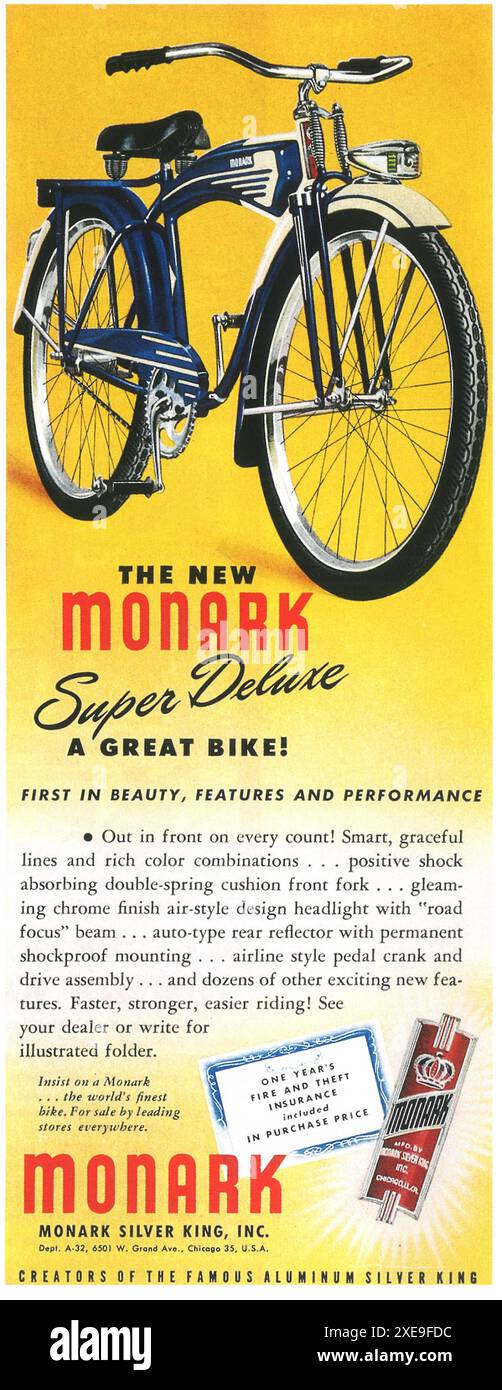 Annuncio Monark Super Deluxe 1947 Foto Stock