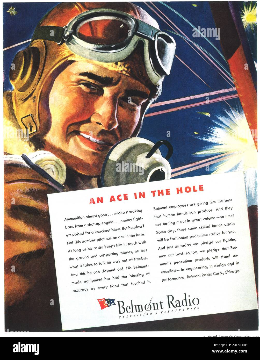 Annuncio radiofonico di Belmont della seconda guerra mondiale del 1943 - pilota di bombardieri Foto Stock