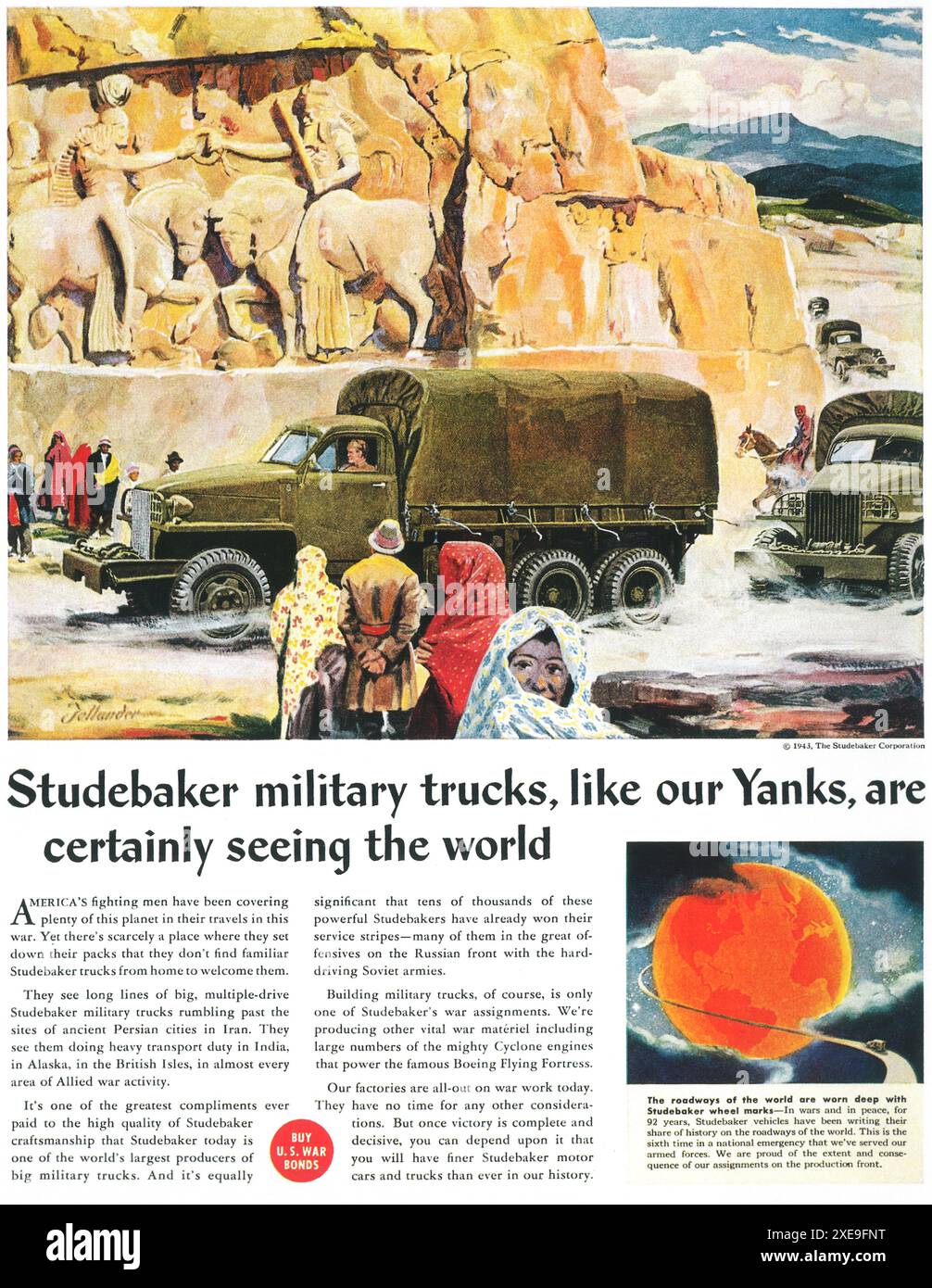 Annuncio Studebaker della seconda guerra mondiale del 1943 - camion militare in Iran Foto Stock